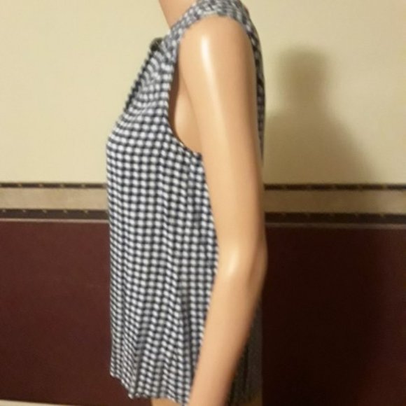 Cremieux Navy White Gingham Sleeveless Top Size XS NWT - Picture 7 of 7